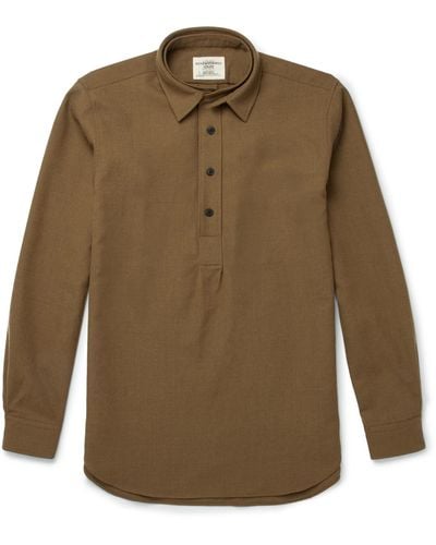 Kent & Curwen Wool-twill Half-placket Shirt - Green
