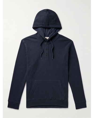 Onia Waffle-knit Cotton-blend Hoodie - Blue