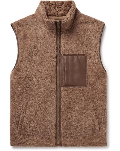 Yves Salomon Leather-trimmed Shearling Gilet - Brown