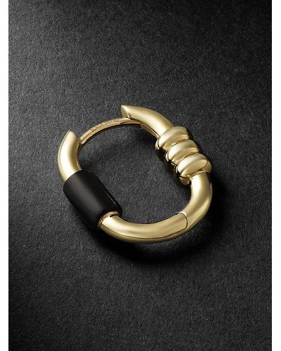 Maria Black Vertigo Gold And Ceramic Hoop Earring - Black