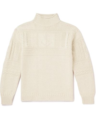 Polo Ralph Lauren Cable-knit Cotton And Linen-blend Rollneck Sweater - White