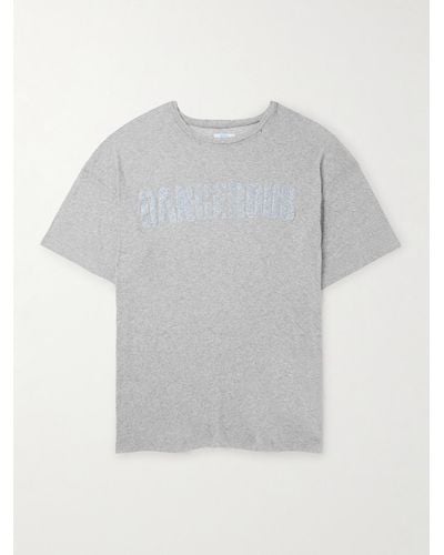 ERL Distressed Printed Cotton-jersey T-shirt - Grey