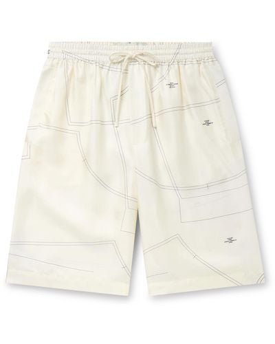 Rohe Straight-leg Printed Silk-twill Drawstring Shorts - White