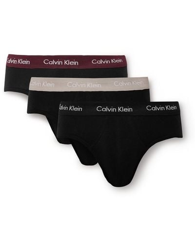 Calvin Klein Three-pack Stretch-cotton Briefs - Black