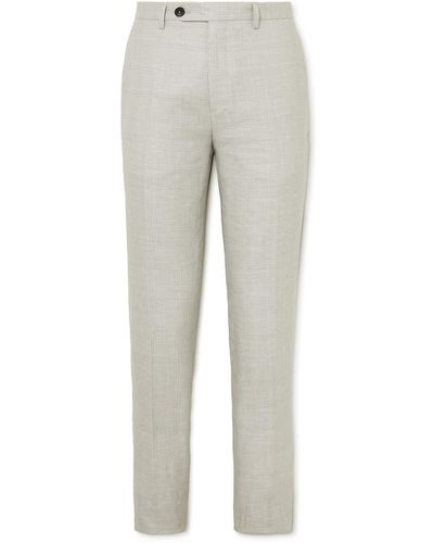 MR P. Prince Of Wales Checked Virgin Wool And Linen-blend Pants - Gray