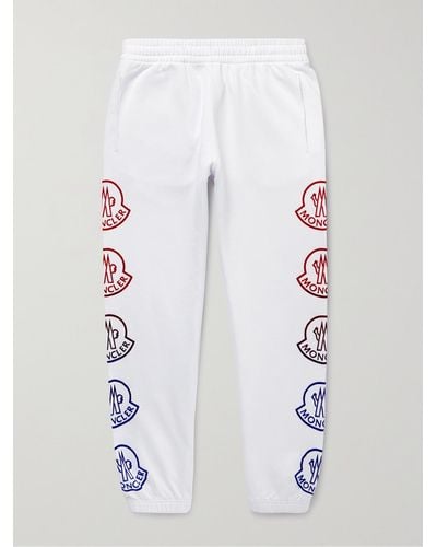 Moncler Tapered Logo-Print Cotton-Jersey Sweatpants - Bianco