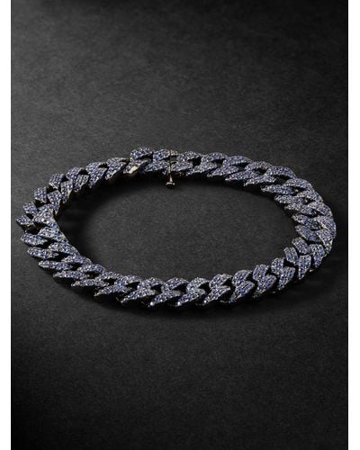 SHAY Blackened Gold Sapphire Chain Bracelet