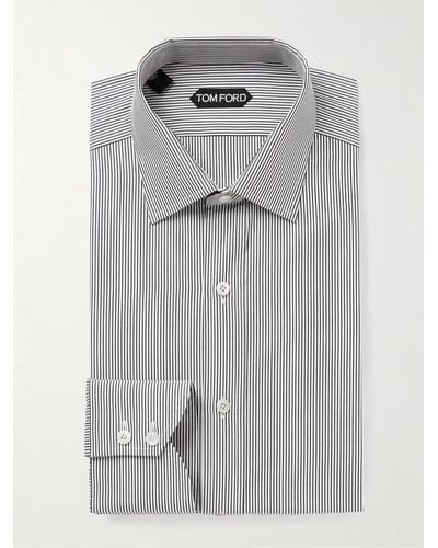 Tom Ford Hemd aus gestreifter Baumwollpopeline - Grau