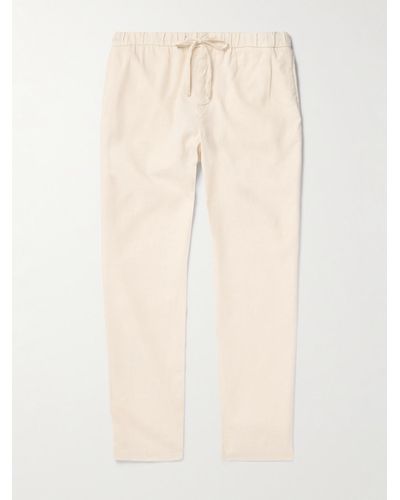 Frescobol Carioca Oscar Straight-leg Linen And Cotton-blend Drawstring Trousers - Natural