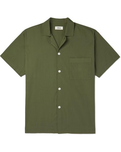 Tekla Organic Cotton-poplin Pajama Shirt - Green