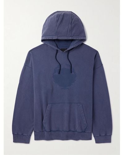 Givenchy Oversized Logo-print Cotton-jersey Hoodie - Blue