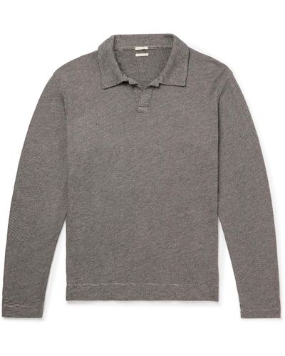 Massimo Alba Rico Houndstooth Cotton-blend Jersey Polo Shirt - Gray