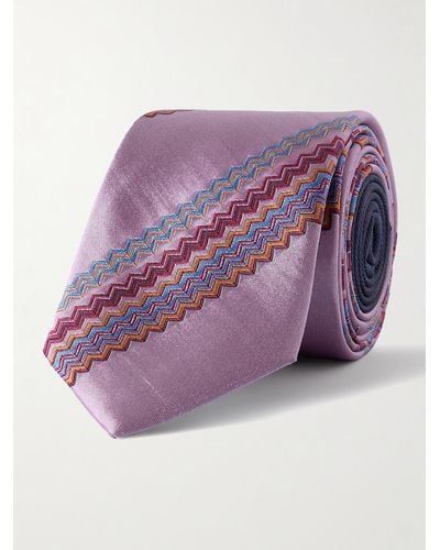 Missoni 7cm Silk-jacquard Tie - Purple