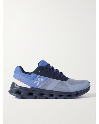 On Shoes Cloudrunner Rubber-trimmed Mesh Running Trainers - Blue