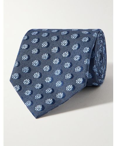 Charvet 8.5cm Polka-dot Silk-jacquard Tie - Blue