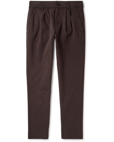 MR P. Tapered Pleated Garment-dyed Cotton-blend Twill Pants - Brown