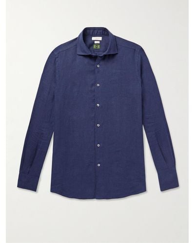 Incotex Slim-fit Linen Shirt - Blue