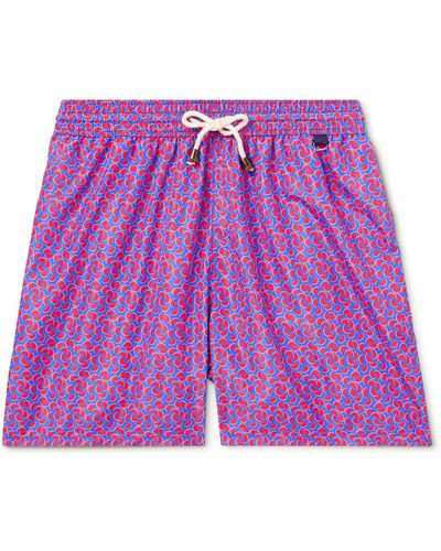Rubinacci Straight-leg Mid-length Printed Swim Shorts - Purple