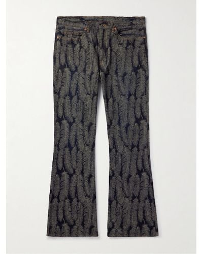 Kapital Magpie Slim-fit Flared Jacquard Jeans - Grey