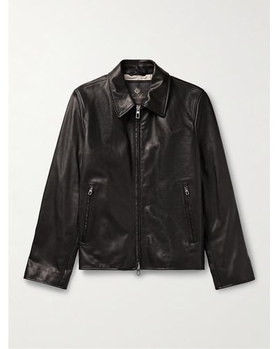 Loro Piana Full-grain Leather Blouson Jacket - Black