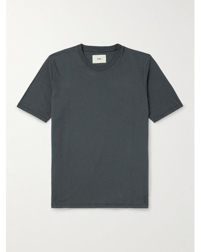 Folk T-Shirt aus Baumwoll-Jersey in Stückfärbung - Grau