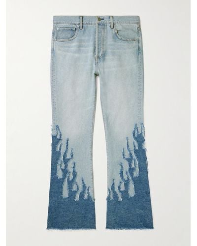 GALLERY DEPT. Jeans svasati effetto invecchiato con applicazione LA Blvd - Blu