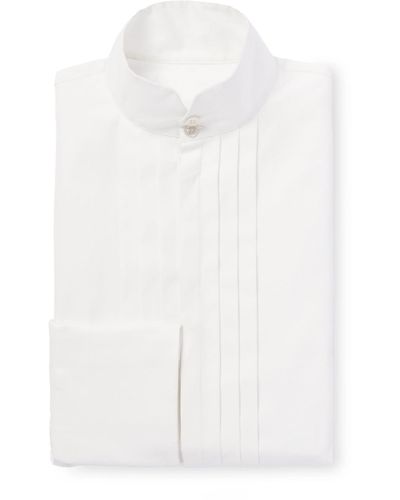 Saint Laurent Grandad-collar Bib-front Cotton-poplin Tuxedo Shirt - White