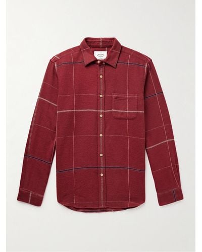 Portuguese Flannel Torso Checked Cotton-flannel Shirt - Red