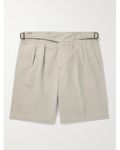 Rubinacci Straight-leg Pleated Cotton-twill Shorts - Natural