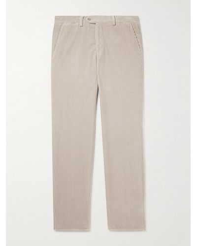 Rubinacci Modluca Straight-leg Pleated Cotton-corduroy Trousers - Natural