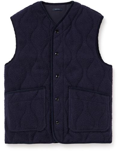 Drake's Quilted Brushed-wool Gilet - Blue