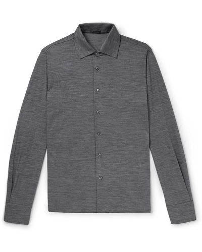 Rubinacci Wool-piqué Shirt - Gray