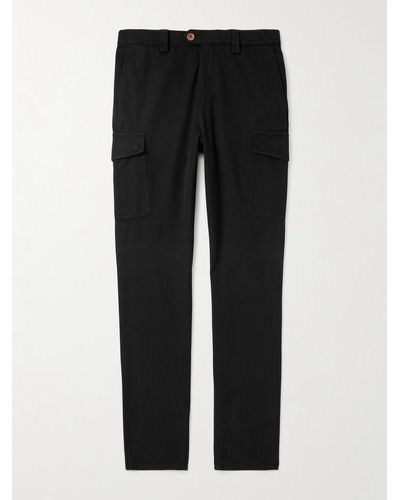 Brunello Cucinelli Straight-leg Cotton-twill Cargo Trousers - Black