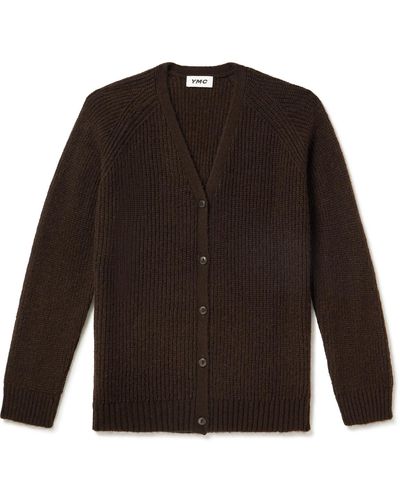 YMC Kurt Oversized Ribbed-knit Cardigan - Brown