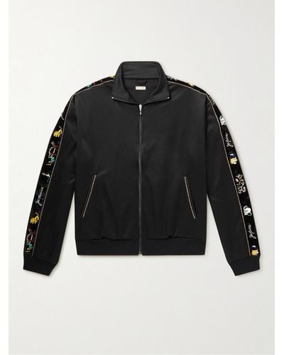 Kapital Embroidered Velvet-trimmed Jersey Track Jacket - Black