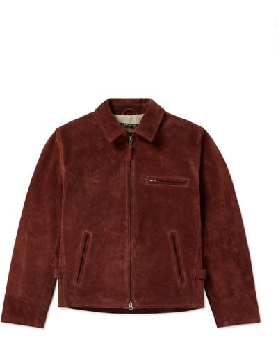 Golden Bear The Waterfront Slim-fit Suede Jacket - Red