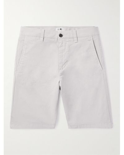 NN07 Crown 1005 Straight-leg Garment-dyed Stretch-cotton Twill Shorts - White