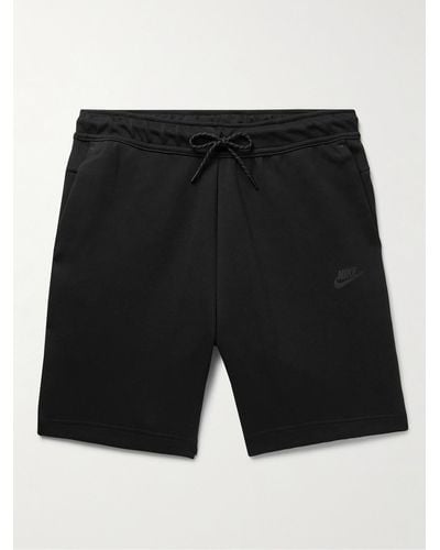 Nike Gerade geschnittene Shorts aus technischem Fleece aus einer Baumwollmischung mit Kordelzugbund - Schwarz