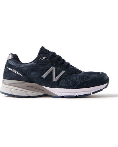New Balance 990v4 Suede And Mesh Sneakers - Blue