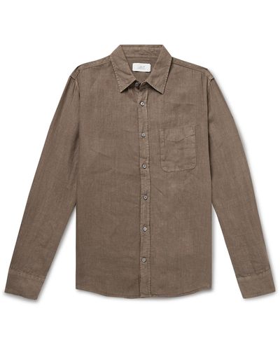 MR P. Garment-dyed Linen Shirt - Brown