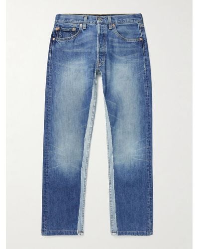 Balenciaga Slim-fit Patchwork Two-tone Recycled Jeans - Blue