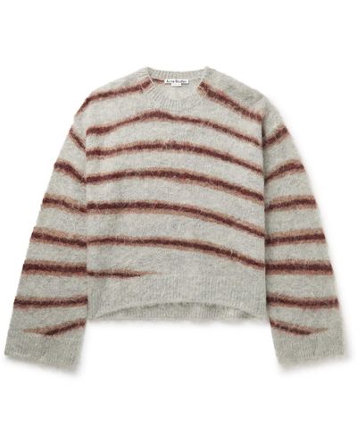 Acne Studios Kwatta Striped Brushed-knit Sweater - Gray