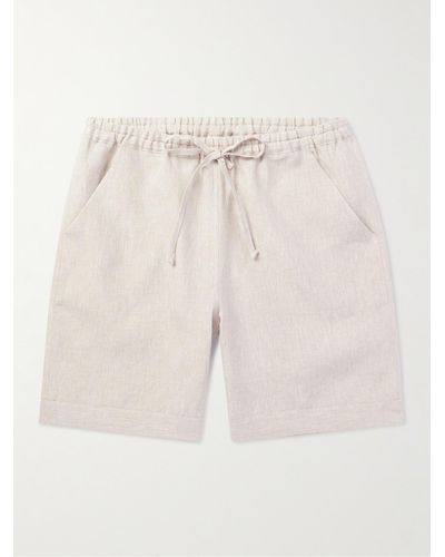 Loretta Caponi Straight-leg Linen Drawstring Shorts - Natural