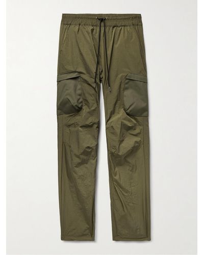 John Elliott Himalayan Tapered Canvas-panelled Nylon Drawstring Cargo Trousers - Green