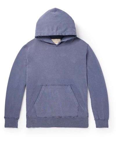 Remi Relief Distressed Cotton-jersey Hoodie - Blue