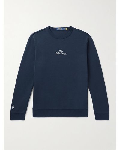 Polo Ralph Lauren Sweatshirt aus Jersey aus einer Baumwollmischung mit Logostickerei - Blau