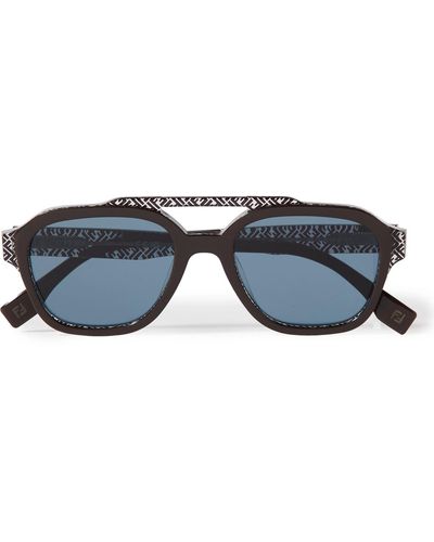 Fendi Aviator-style Metal Sunglasses - Blue