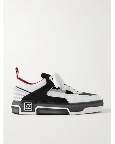Christian Louboutin Astroloubi Spiked Leather And Mesh Trainers - White