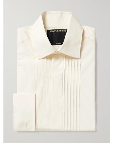 Favourbrook Cutaway-collar Bib-front Double-cuff Cotton-poplin Shirt - Natural