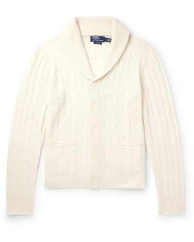 Polo Ralph Lauren Shawl-collar Cable-knit Cashmere Cardigan - White